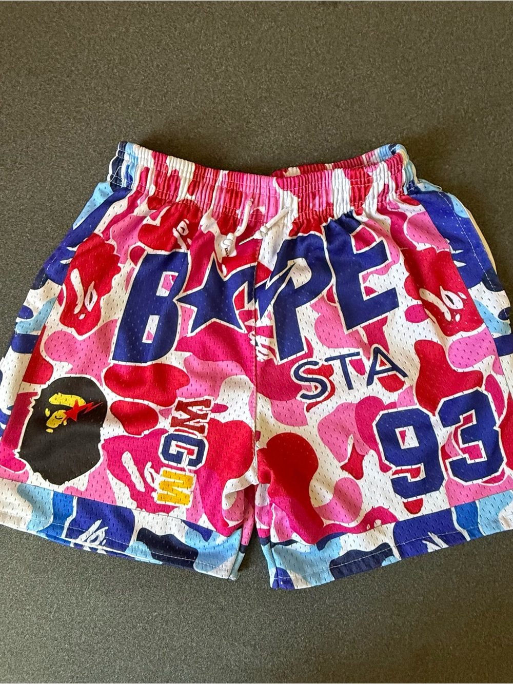 BAPE Sta Mens Pink Camo Mesh Athletic Shorts inspired